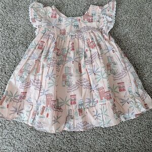 Janie and Jack Pink Dress with Green and Brown Print